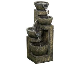 Outsunny Fontana da giardino con 4 vasche e pompa, portata regolabile pompa, per giardino, terrazza o balcone, 25 x 24 x 60 cm, Nero Aosom Italy