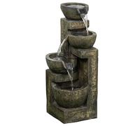 Outsunny Fontana da giardino d'ornamento zen portata regolabile pompa ad acqua sommersa inclusa dim. 25L x 24l x 60H cm resina nero
