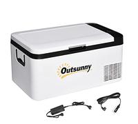 Outsunny Frigorifero e Congelatore Compressore 18 L portatile fino a -20 ℃ con luce LED e manici pieghevoli per auto 12/24 V e 240 V per casa campeggio viaggi 58,5 x 33,5 x 29,2 cm bianco
