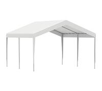 Outsunny Garage Auto per Esterno Portatile 4x4m con Tettoia per Macchine e Barche, Matrimoni, Feste, Gazebo da Giardino in Acciaio Zincato, Bianco