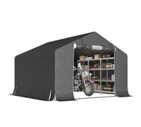 Outsunny Garage Moto per Esterno 3x3m Tenda Garage Impermeabile GrigioScuro | Porta Avvolgibile, Prese d'Aria, per Biciclette e Attrezzi, Metallo e Tessuto PE Anti UV