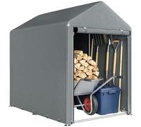 Outsunny Garage Moto per Esterno Portaoggetti 120x179x165 cm Grigio Chiaro