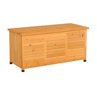 Outsunny Gartenbox, Kissenbox, Cassapanca, Scatola di stoccaggio, baule da giardino, resistente alle intemperie, legno massiccio, 127 x 56 x 60 cm Giallo
