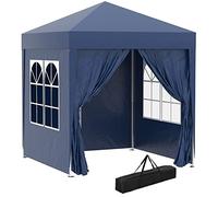 Outsunny Gazebo 2x2 m Pop-up Impermeabile con 4 Pareti Rimovibili, Gazebo Pieghevole in Metallo e Poliestere con Borsa da Trasporto, Blu
