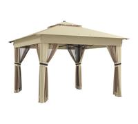 Outsunny Gazebo 3,3x3,3m idrorepellente pop-up pieghevole con LED, doppio tetto, zanzariera 4 pannelli laterali borsa Aosom Italy