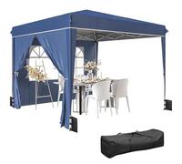 Outsunny Gazebo 3x3 m Pieghevole Pop Up ad Altezza Regolabile, Gazebo da Giardino con Pareti Laterali, Sacchi di Sabbia, Borsa da Trasporto, UV50+, per Esterno Campeggio Feste, Blu Scuro