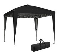 Outsunny Gazebo 3x3 m Pieghevole Pop Up ad Altezza Regolabile, UV50+ Gazebo da Giardino con Luce Centrale e USB, Telecomando, Borsa da Trasporto, per Esterno, Campeggio, Feste, Nero