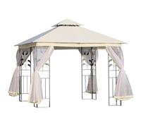 Outsunny Gazebo 3x3m da Esterno con Zanzariera Telaio Acciaio Bianco