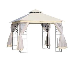 Outsunny Gazebo 3x3m da Esterno con Zanzariera Telaio Acciaio Bianco
