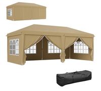 Outsunny Gazebo 3x6m pieghevole pop-up lati rimovibili Khaki