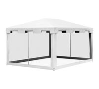 Outsunny Gazebo 4x3 m con Zanzariera e 2 Ingressi Bianco e Nero
