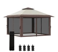 Outsunny Gazebo 4x4 Pieghevole con Fori di Drenaggio e Zanzariere