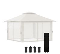 Outsunny Gazebo 4x4 Pieghevole con Fori di Drenaggio e Zanzariere Beige