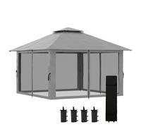 Outsunny Gazebo 4x4 Pieghevole con Fori di Drenaggio e Zanzariere Beige