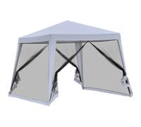 Outsunny Gazebo Giardino 3x3m con Zanzariera, Copertura in Poliestere e Struttura in Metallo, Grigio