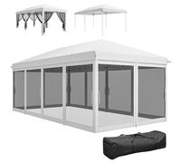 Outsunny Gazebo da Esterno Pieghevole 6x3 m con 6 Zanzariere Rimovibili Grigio