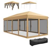Outsunny Gazebo da Esterno Pieghevole 6x3 m con 6 Zanzariere Rimovibili Grigio