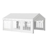 Outsunny Gazebo da Esterno Tendone per Feste Matrimonio Telaio in Acciaio Bianco (6m x 4.05m x2.8m) Aosom