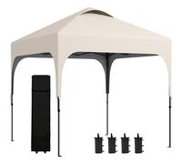 Outsunny Gazebo da giardino, 2,5 x 2,5 m, pieghevole, pop up, altezza regolabile su 4 livelli, tessuto Oxford anti UV50+ telaio in acciaio, borsa per il trasporto, colore: Beige