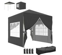 Outsunny Gazebo da giardino, 2,5 x 2,5 m, tenda pieghevole regolabile in altezza, protezione UV50+ gazebo pieghevole con 4 pareti laterali, 4 sacchi di sabbia, borsa di trasporto, montaggio facile