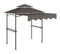 Outsunny Gazebo da Giardino 242x149x248 cm con Tetto a Doppio Strato Idrorepellente Ignifugo, Rastrelliere Laterali, UV 30+ per Barbecue
