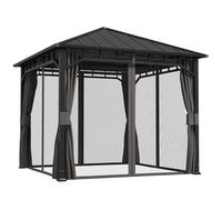 Outsunny Gazebo da giardino 3 x 3 m, impermeabile, stabile, resistente all'inverno, con pannelli laterali, zanzariera, gancio hardtop, gazebo da giardino in metallo zincato, tenda per feste, giardino