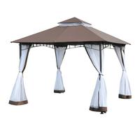 Outsunny Gazebo da Giardino 3x3m con Zanzariera Tetto 2 Livelli