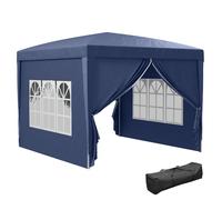 Outsunny Gazebo da Giardino 3x3m Pieghevole con Borsa da Trasporto, Copertura impermeabile, con Corde e Picchetti Inclusi,Blu Aosom Italy