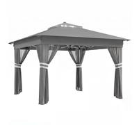 Outsunny Gazebo da Giardino ad Altezza Regolabile con Luci LED, in Acciaio e tessuto Oxford, 336x336x250-270 cm, Grigio Aosom Italy