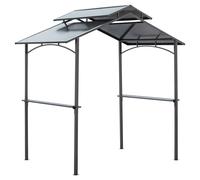 Outsunny Gazebo da Giardino per Barbecue, Doppio Tetto e Struttura in Acciaio con Mensole, 240x150x250cm, Nero Aosom.it