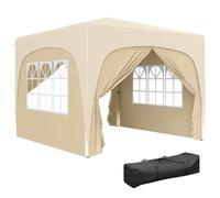 Outsunny Gazebo da giardino per esterni, 3 x 3 m, gazebo pieghevole pop up, altezza regolabile, borsa da trasporto inclusa, protezione UPF50+, barnum pieghevole per campeggio, festival, patio, sabbia