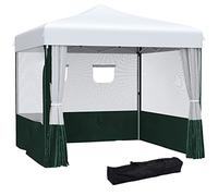 Outsunny Gazebo da giardino pieghevole 3x3m con pareti laterali regolabili in altezza Anti-UV impermeabile 2 finestre e borsa di trasporto Gazebo da esterno per feste Bianco e Verde