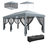 Outsunny Gazebo da Giardino Pieghevole 6x3 m con 6 Zanzariere Rimovibili Grigio
