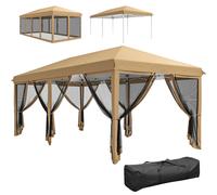 Outsunny Gazebo da Giardino Pieghevole 6x3 m con 6 Zanzariere Rimovibili Grigio