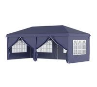 Outsunny Gazebo Pieghevole 6x3 m Pop Up con 4 Finestre e Pannelli Laterali, 2 Porte e Borsa da Trasporto, Gazebo da Esterno con 12 Fori di Draneggio in Metallo e Oxford, per Giardino, Feste, Blu