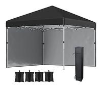 Outsunny Gazebo da Giardino Pieghevole Pop-up in Acciaio e tessuto Oxford, Gazebo 3x3m ad Altezza Regolabile con 2 Pareti Smontabili e Borsa da Trasporto Inclusa, UV30+, 297x297x288 cm, Nero