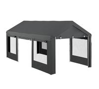 Outsunny Gazebo per Auto con Altezza Regolabile, 4 Porte e 4 Finestre 6x3m