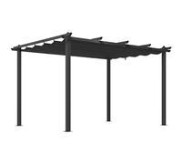 Outsunny Gazebo per Giardino 4x3 m con 8 Fori di Drenaggio, Picchetti e Viti, Pergola in Metallo, Alluminio e Poliestere, Grigio Scuro