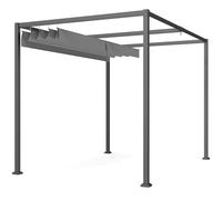 Outsunny Gazebo Pergola da Giardino 3x2m con Telo Scorrevole in Metallo e Poliestere Anti UV, Grigio e Nero