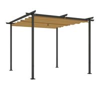 Outsunny Gazebo Pergola 3x3 con Tetto Retrattile e Fori di Drenaggio Beige Nero