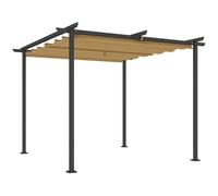 Outsunny Gazebo Pergola 3x3 con Tetto Retrattile e Fori di Drenaggio in Poliestere e Acciaio, Beige e Nero