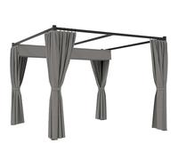 Outsunny Gazebo Pergola 3x3 m con Pareti Laterali e Tetto Retrattile, Gazebo da Esterno in Metallo e Poliestere 180g/㎡, Per Giardino, Terrazzo e Attività Commerciale, Grigio Chiaro