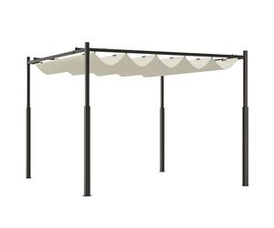 Outsunny Gazebo Pergola 3x3 m Pergolato con Telo Resistente all'Acqua Richiudibile Retrattile, Pergolato da Giardino Terrazzo Balcone Veranda Patio Piscina Esterno, Struttura in Metallo, Bianco Crema