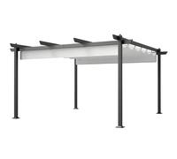 Outsunny Gazebo Pergola 4x4 m con Tetto Retrattile Bianco e Colonne in Alluminio