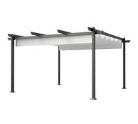 Outsunny Gazebo Pergola 4x4 m Retrattile Struttura Alluminio Bianco | Pergolato, Telo Resistente Richiudibile, Giardino, Terrazzo, Balcone, Veranda, Patio, Piscina, Esterno