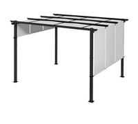 Outsunny Gazebo Pergola da Giardino 3x3.5 m con 3 Tettucci Regolabili, Pergolato in Acciaio e Poliestere Anti UV, Grigio Chiaro