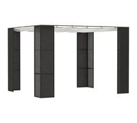 Outsunny Gazebo Pergola da Giardino 3x3m con Tenda Retrattile, Struttura in Metallo e Colonne in Rattan PE, Nero e Bianco