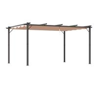 Outsunny Gazebo Pergola da Giardino 3x4m con Telo Scorrevole in Poliestere e Struttura in Alluminio, Grigio e Marrone