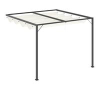 Outsunny Gazebo Pergola da Giardino in Metallo con Tetto Scorrevole Crema 3m