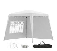 Outsunny Gazebo Pieghevole 2.4x2.4 m Pop Up Altezza Regolabile Bianco